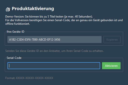 LUFS Converter Pro – offline activation with device ID and serial code