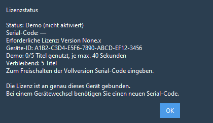 LUFS Converter Pro – license status and product information