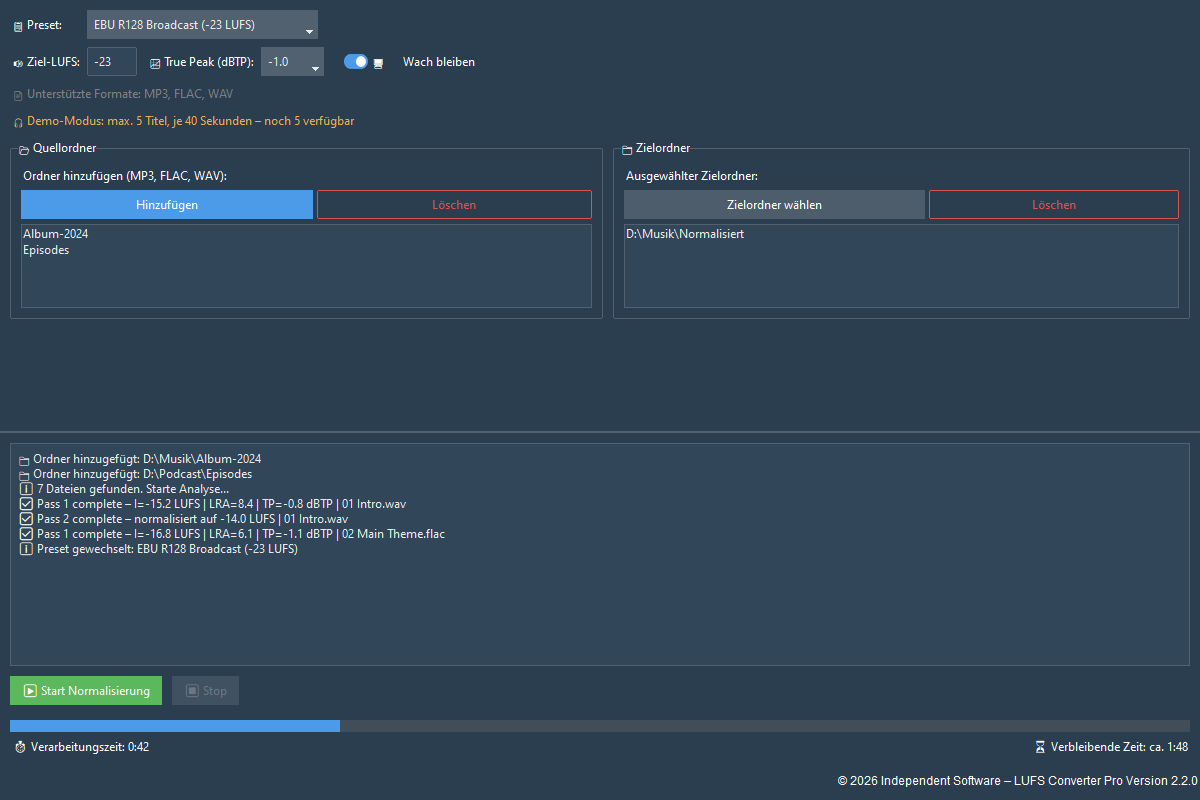 LUFS Converter Pro – EBU R128 broadcast preset and target values