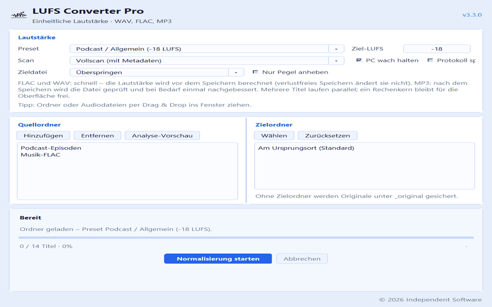 LUFS Converter Pro – workflow demo: normalize an entire folder on Windows